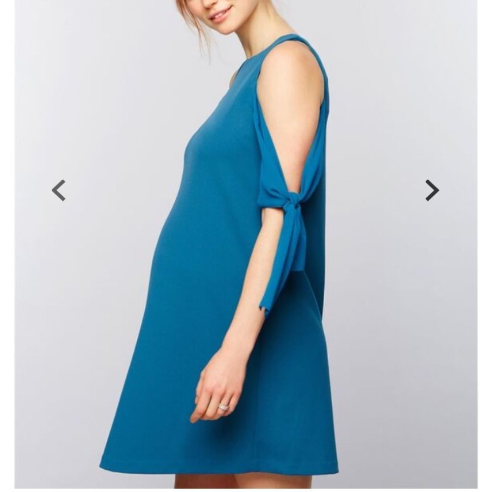 Maternity Dress teal blue Baby shower‎ Size XS feminine fancy